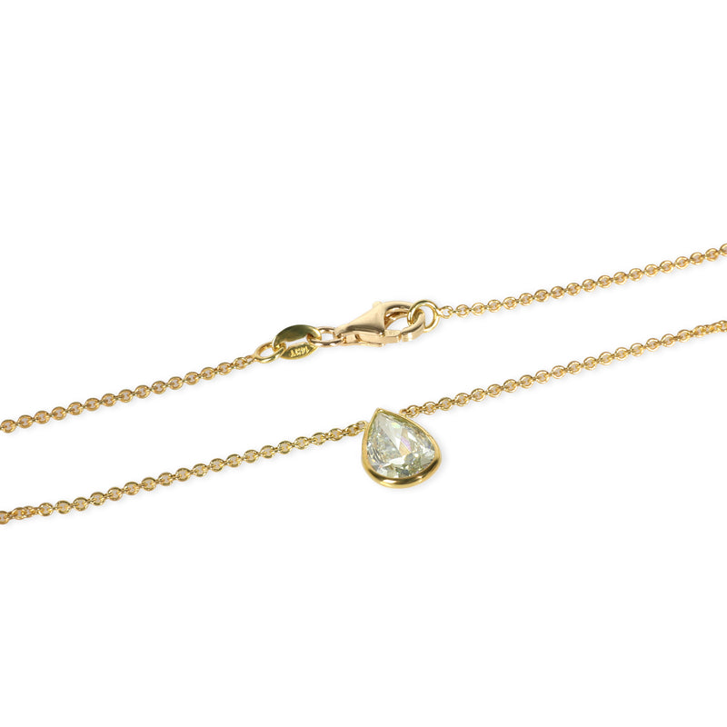 Gia Fancy Yellow-Green-Si1 1.61 Ct Diamond Bezel-Set Pendant, 14k Yellow Gold Necklace
