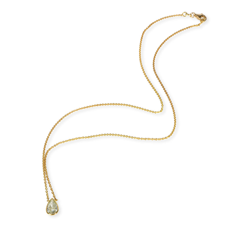 Gia Fancy Yellow-Green-Si1 1.61 Ct Diamond Bezel-Set Pendant, 14k Yellow Gold Necklace