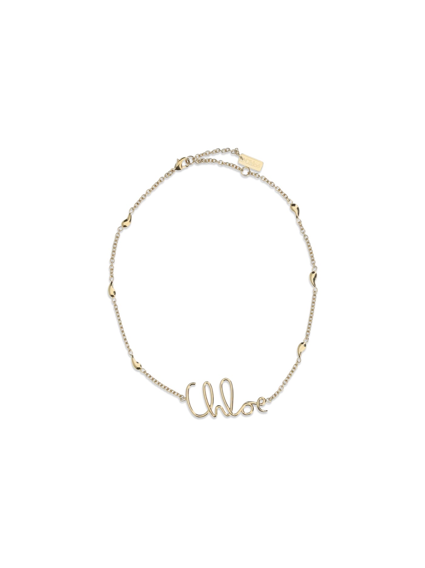 Chloé Logo-Script Chain Necklace — Gold Brass Necklaces