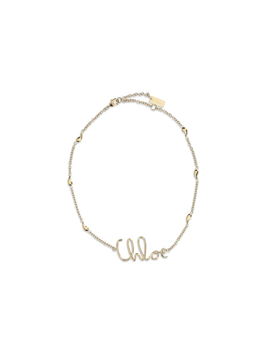 Chloé Logo-Script Chain Necklace — Gold Brass Necklaces