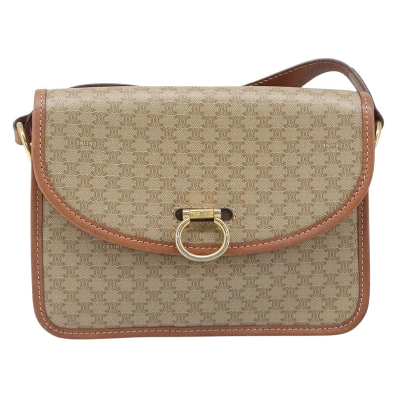 Celine Macadam Shoulder Canvas Beige Bag