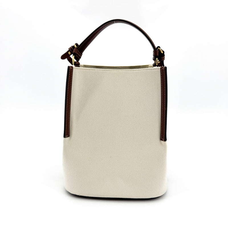 Burberry Peggy Logo Bucket Canvas Beige Bag