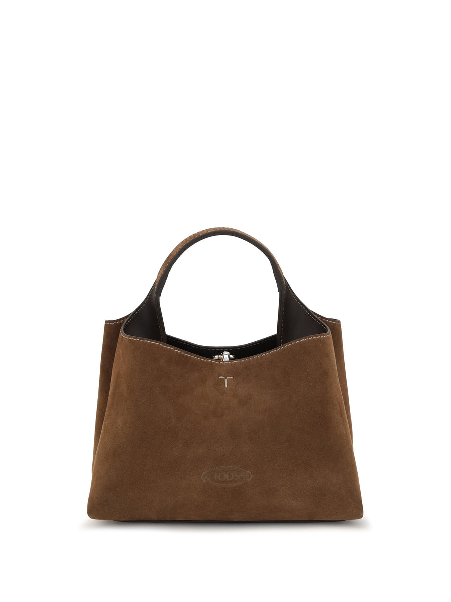 Tods Suede With Removable T Pendant Shoulder Bag — Brown Calf Leather Bos Taurus