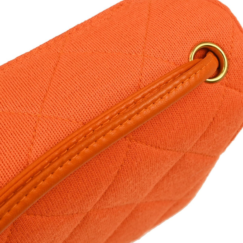 Chanel Shopping Quilted Knit Pluto Glitter Orange Cloth Bag