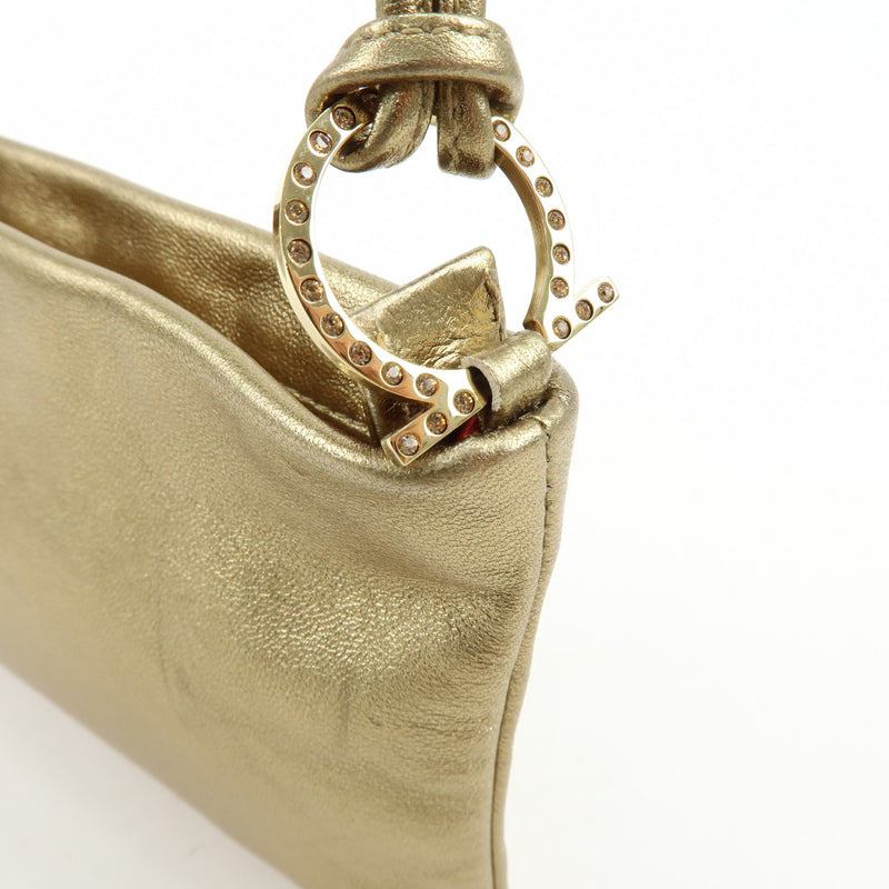 Salvatore Ferragamo Gancini Leather Gold Bag