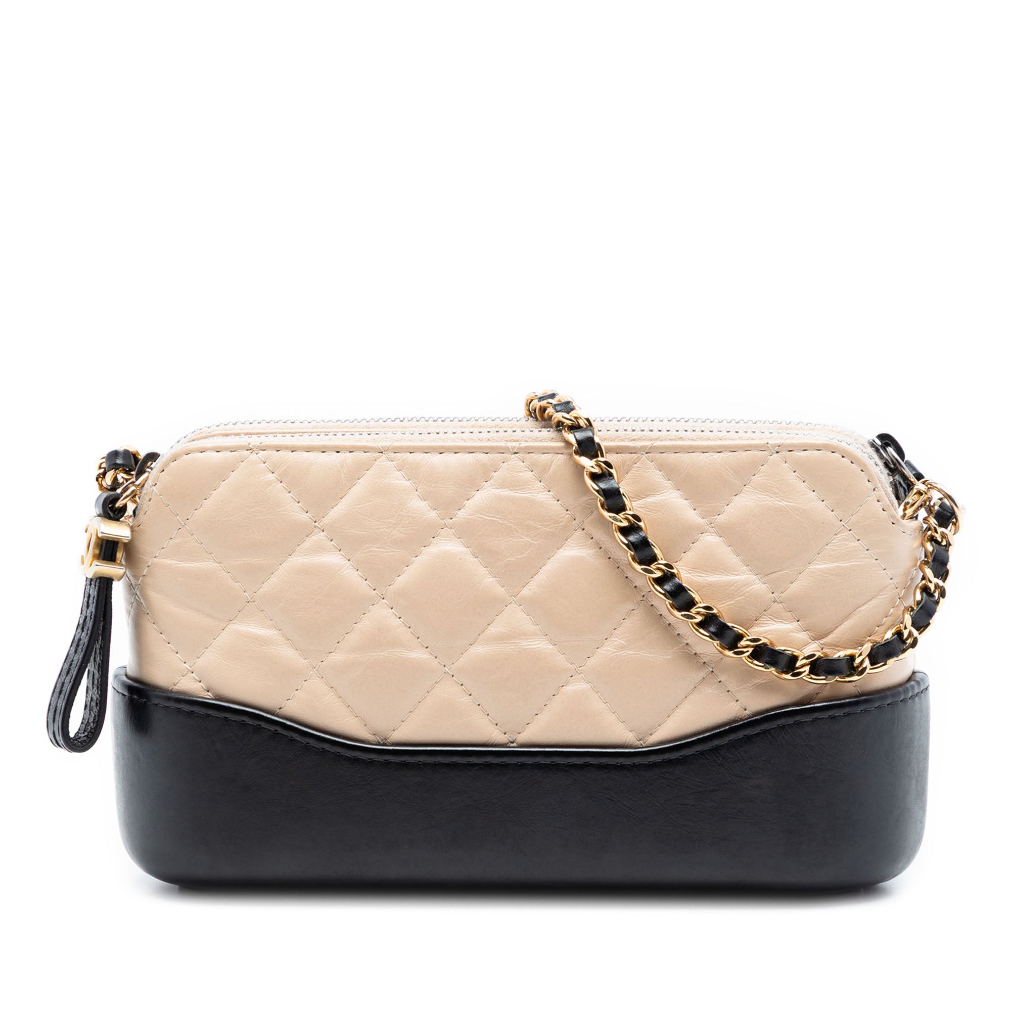 Bicolor Aged Calfskin Gabrielle Double Zip Clutch with Chain - Image 1