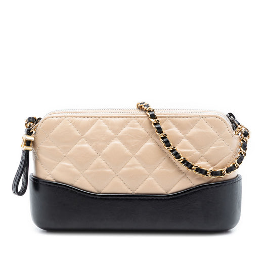 Bicolor Aged Calfskin Gabrielle Double Zip Clutch with Chain - Image 1