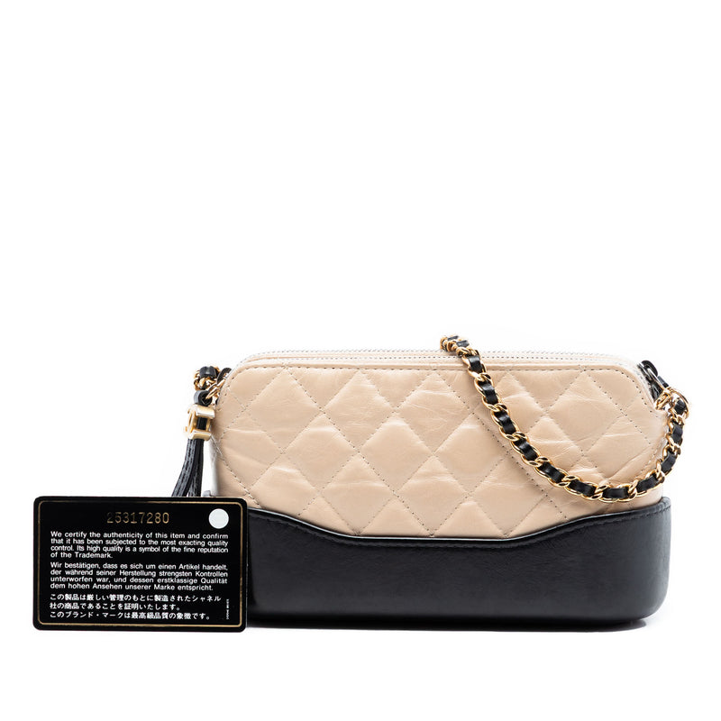 Bicolor Aged Calfskin Gabrielle Double Zip Clutch with Chain - Image 8