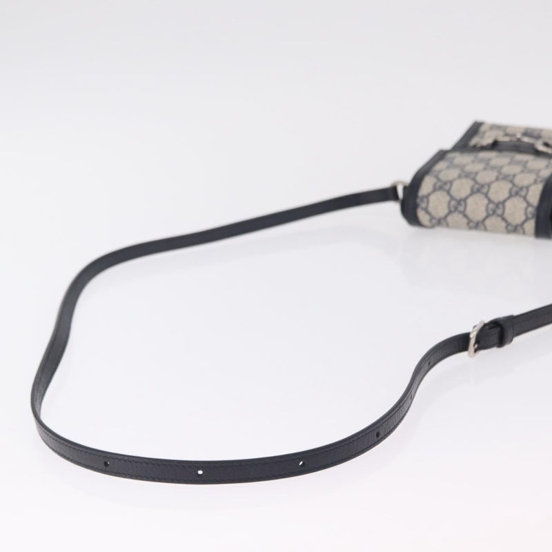 Gucci Horsebit 1955 Gg Coated Canvas With Leather Navy Bag