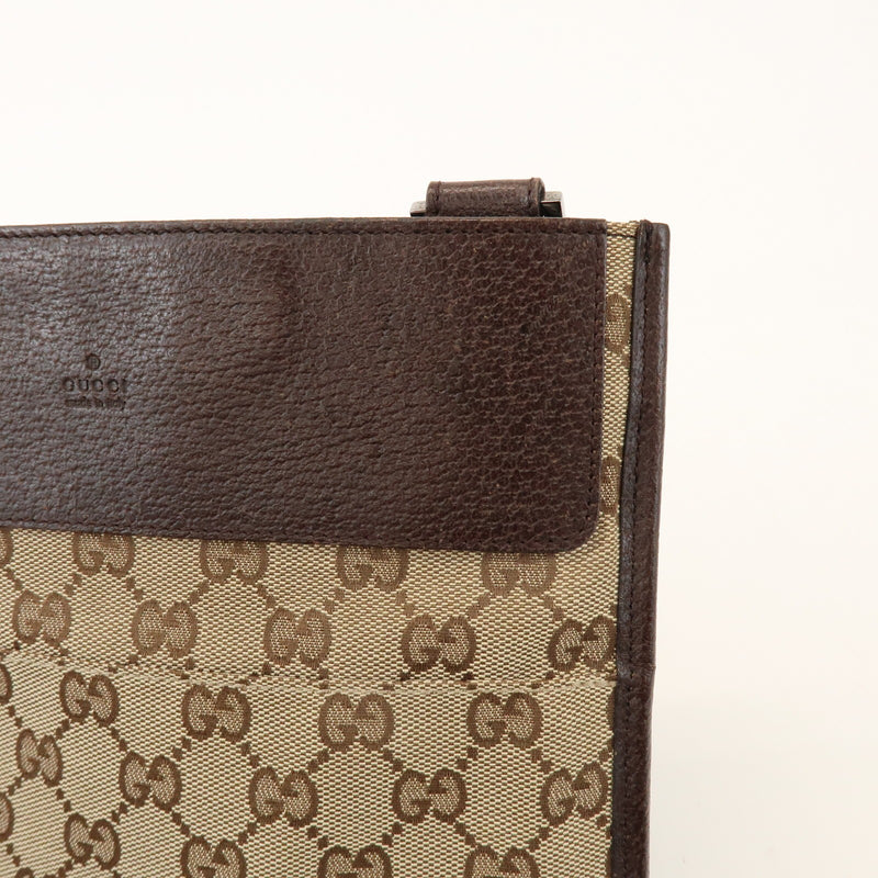 Gucci Vintage Flat Messenger Gg Canvas And Leather Beige