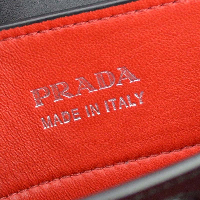 Prada Dual Flap Double Turn Lock Satchel City Calfskin Black Leather