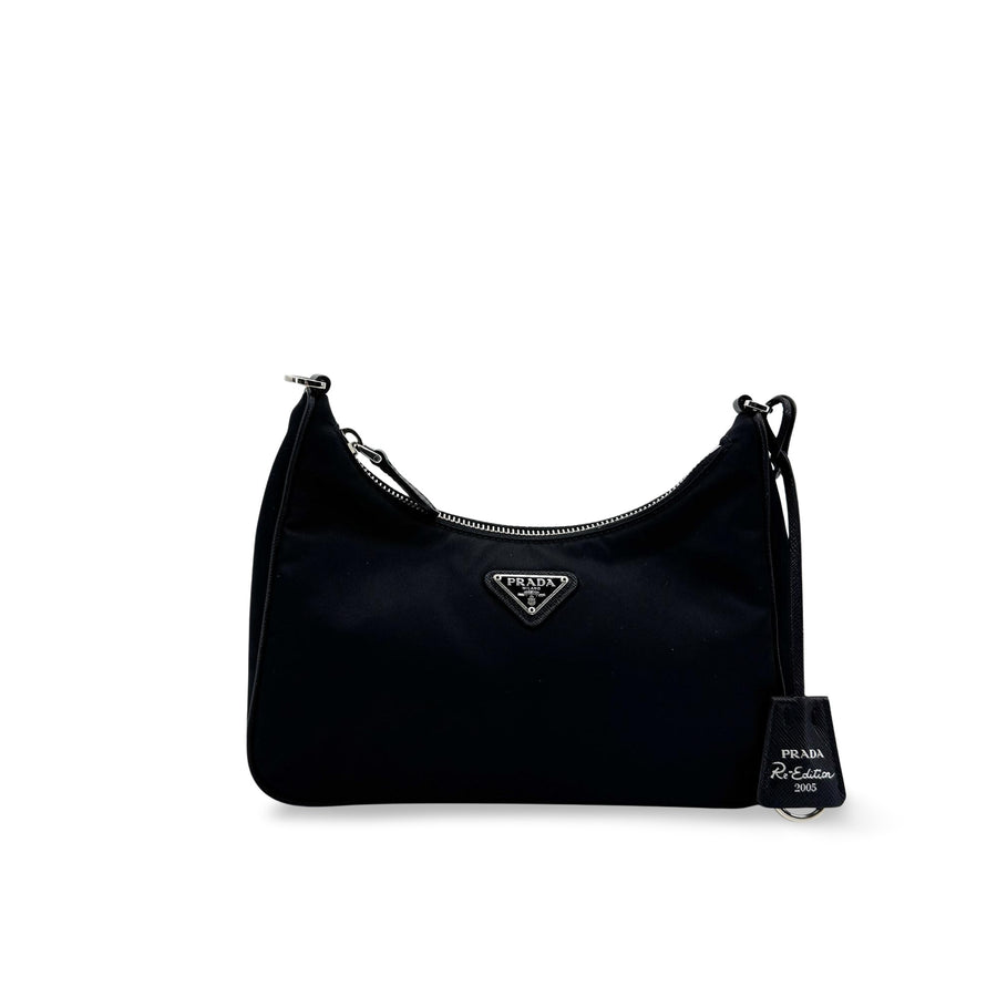 Prada Re-Edition 2005 Hobo Tessuto With Saffiano Leather Black Nylon