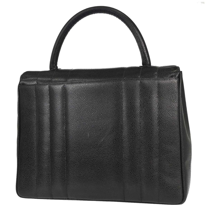 Chanel Vintage Top Handle Vertical Quilt Caviar Black Calfskin Bag