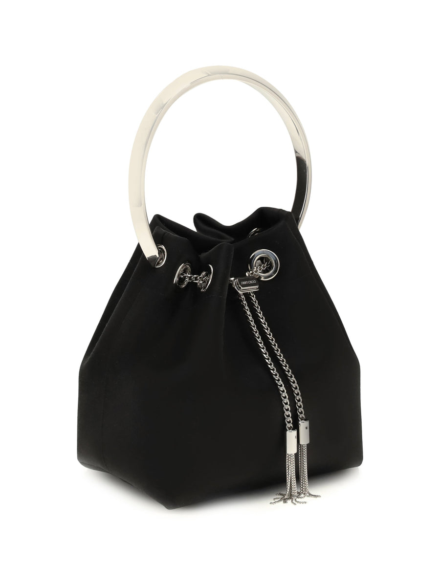 Jimmy Choo Silk Drawstring Bucket Bag — Black