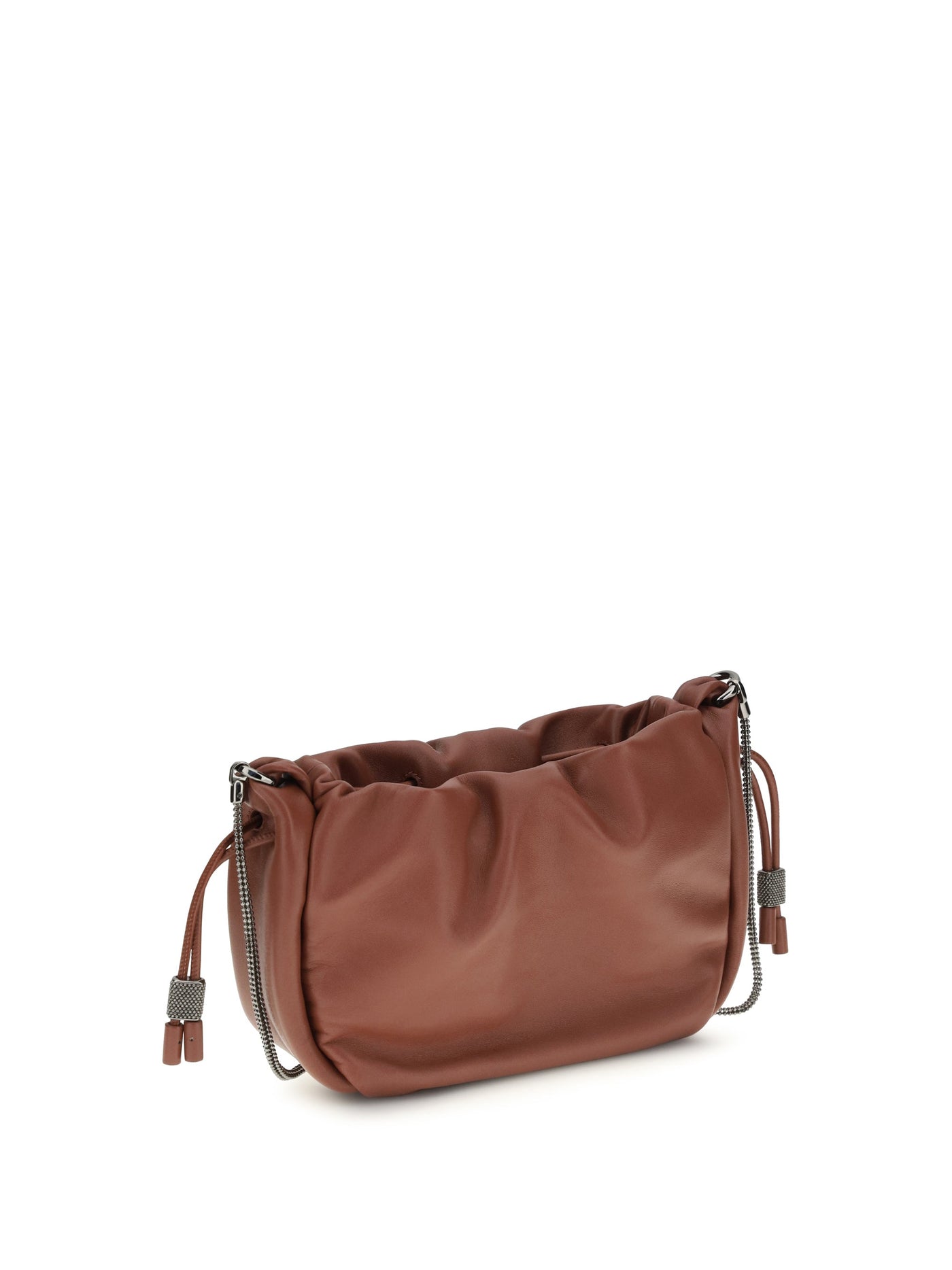 Brunello Cucinelli Shoulder Bag — Brown Calf Leather