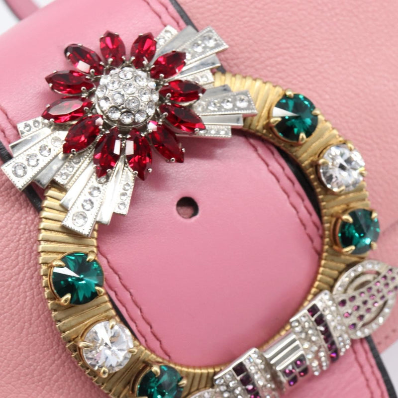 Miu Miu Madras Crystal Flap Leather Pink Bag