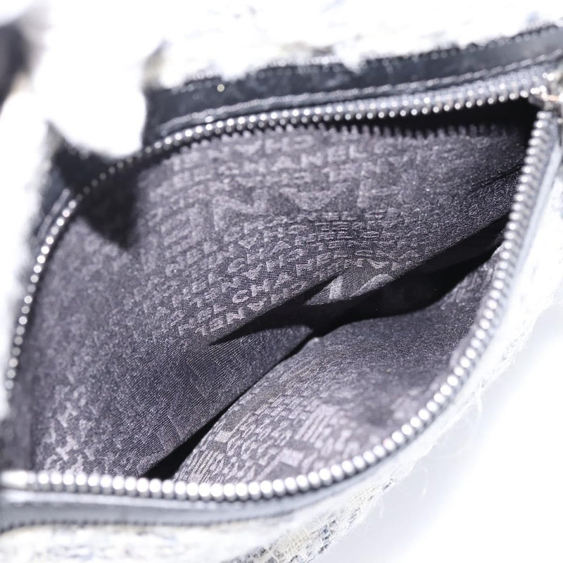 Chanel Camellia Messenger Tweed Gray Canvas