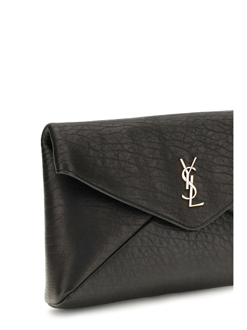 Saint Laurent Busta Pouch Wallet — Black Lamb Ovis Aries