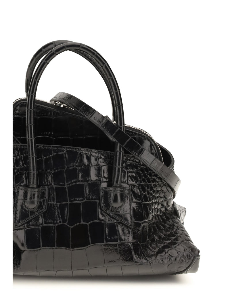 The Attico La Passeggiata Mini Top Handle Bag — Black Calf Leather Bos Taurus