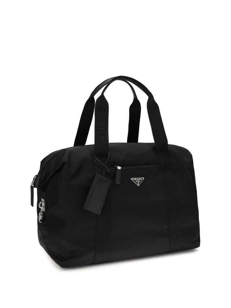 Prada Re-Nylon And Saffiano Leather Top Handle Bag — Black