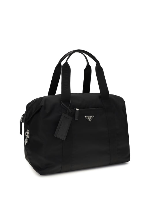 Prada Calf Leather Travel Bag — Black (bos Taurus) Top Handle