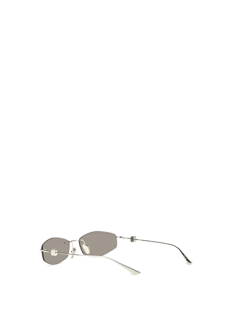 Balenciaga A000uxt0005 Geometric Oval Sunglasses — Silver Metal