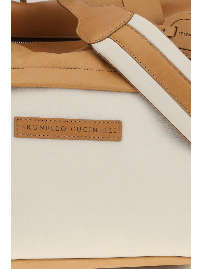 Brunello Cucinelli Active Travel Top Handle Bag — Beige Calf Leather Bos Taurus