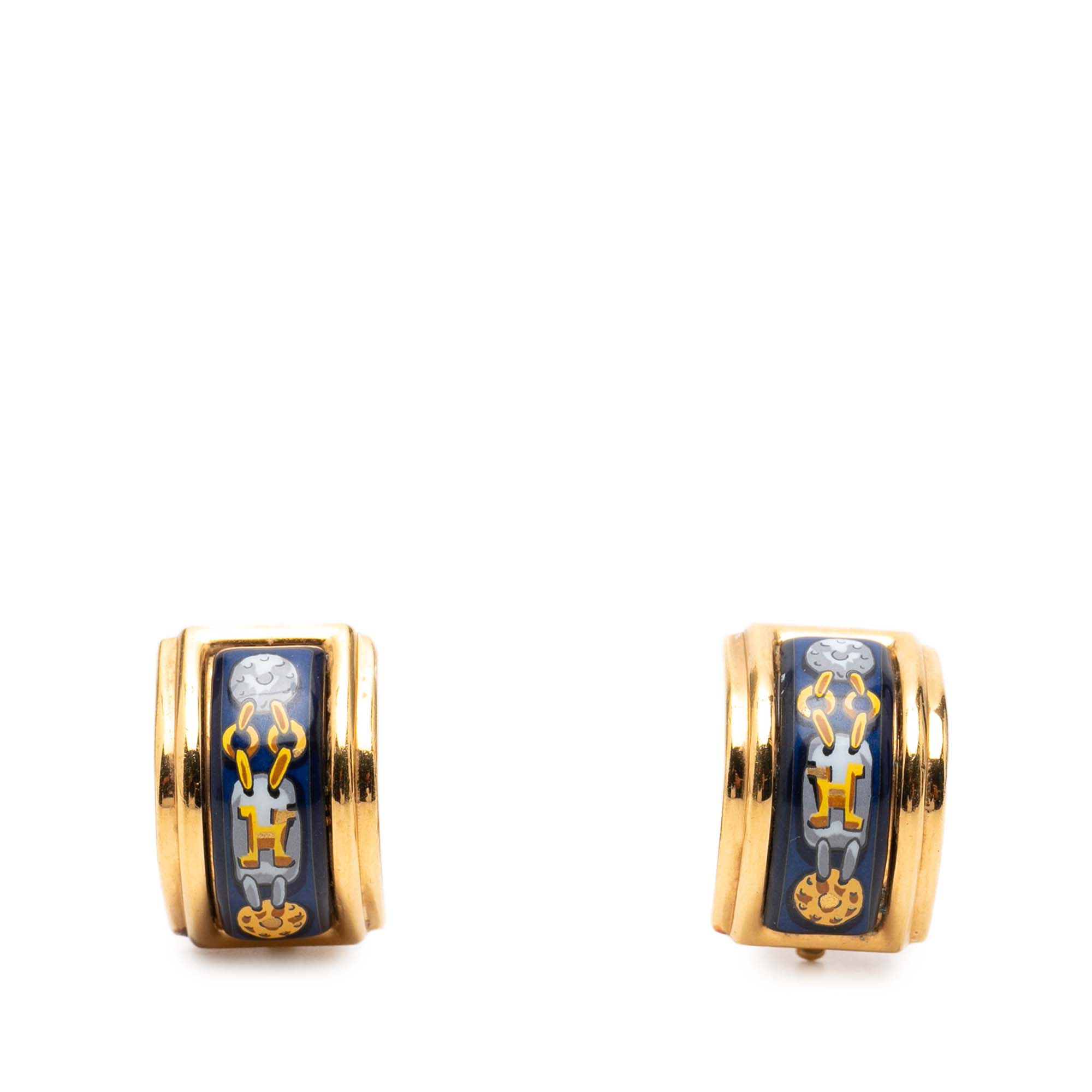 Gold Plated Enamel Cloisonne Clip On Earrings - Image 1