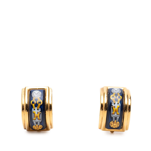 Gold Plated Enamel Cloisonne Clip On Earrings - Image 1
