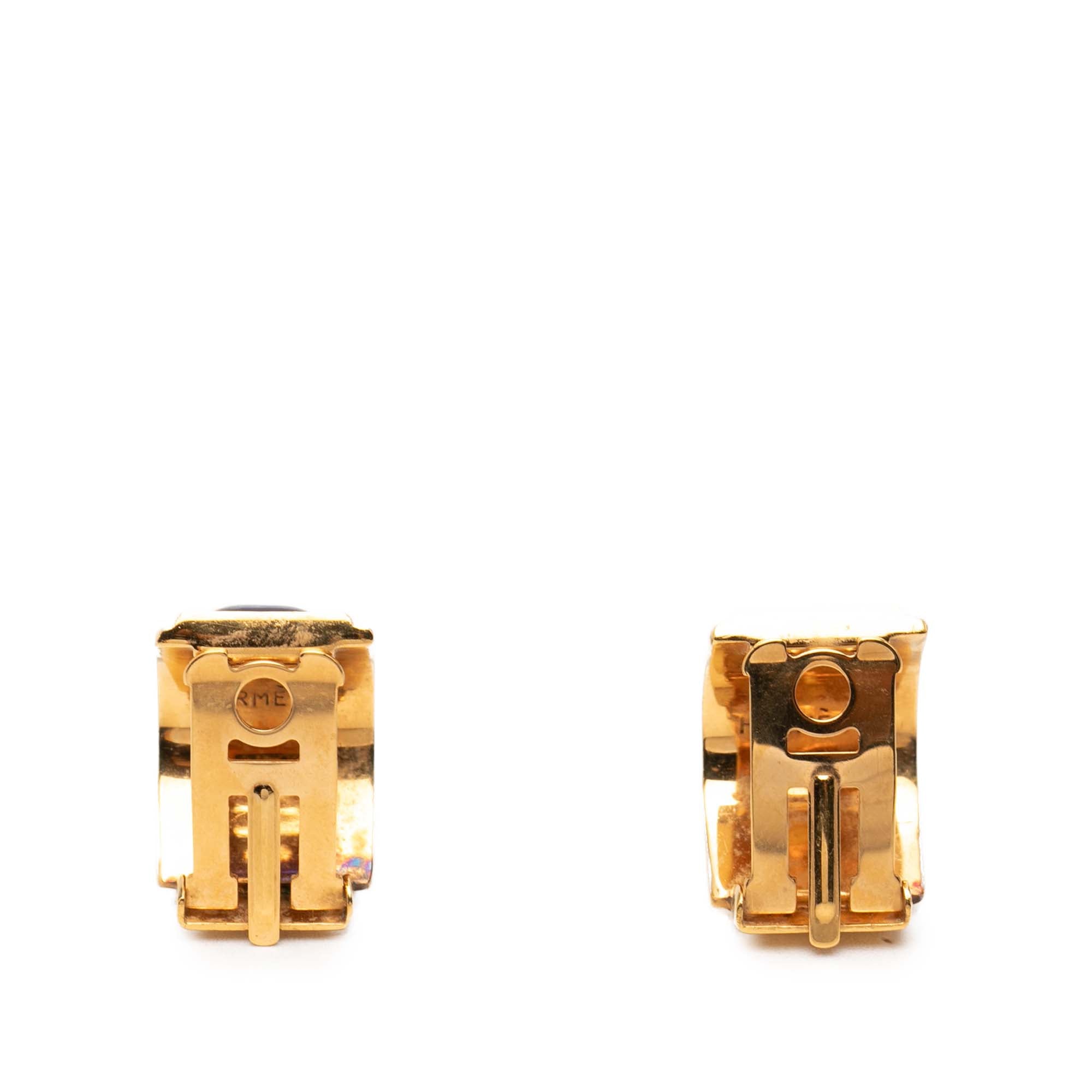 Gold Plated Enamel Cloisonne Clip On Earrings - Image 2