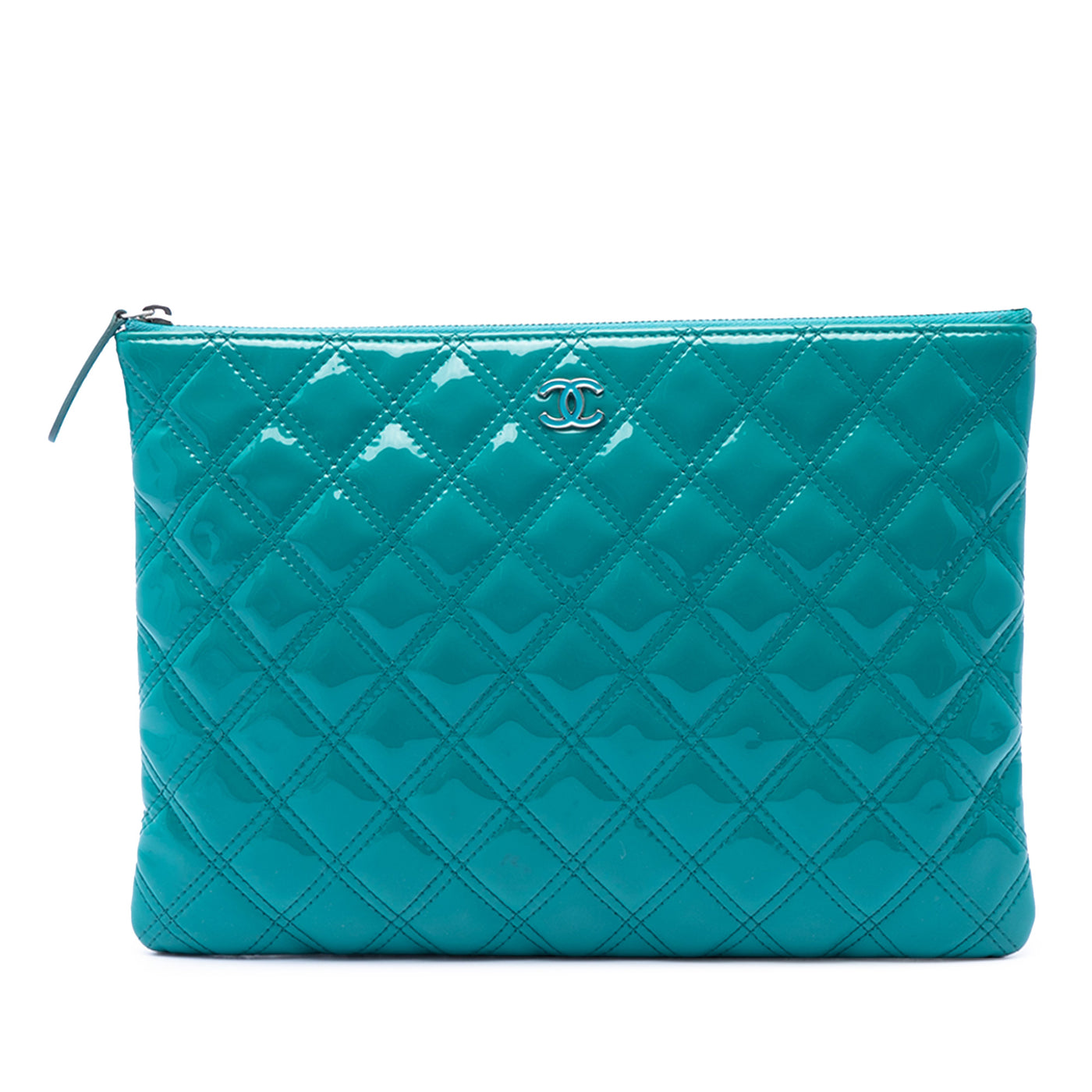 Medium Quilted Patent O Case Clutch - Image 1