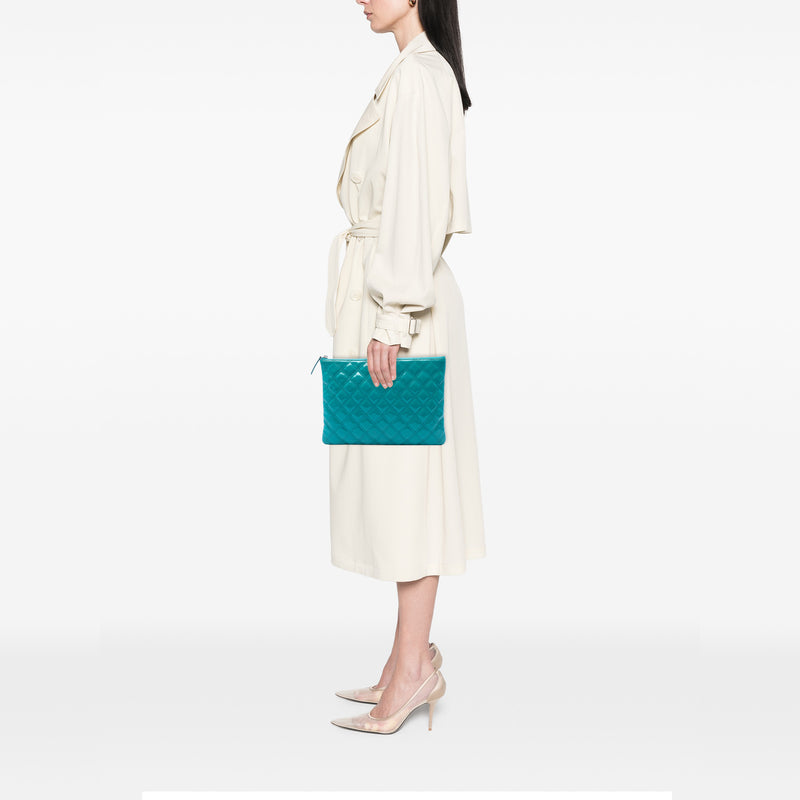 Medium Quilted Patent O Case Clutch - Image 7