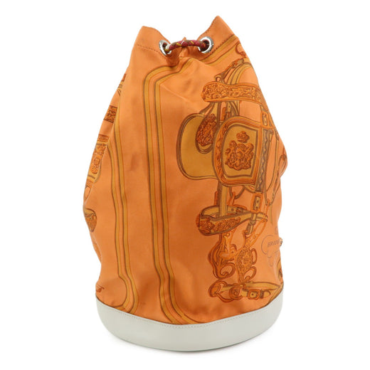 Hermes Soie Cool Printed Silk And Calfskin Orange Bag