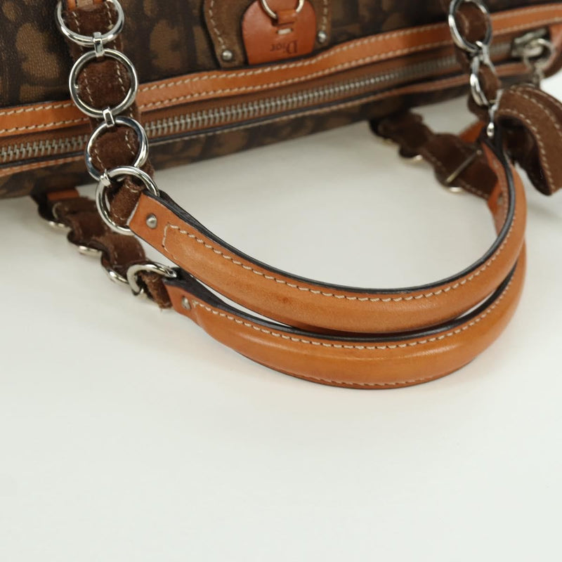 Christian Dior Vintage Trotter Romantique Boston Diorissimo Coated Canvas Brown Bag