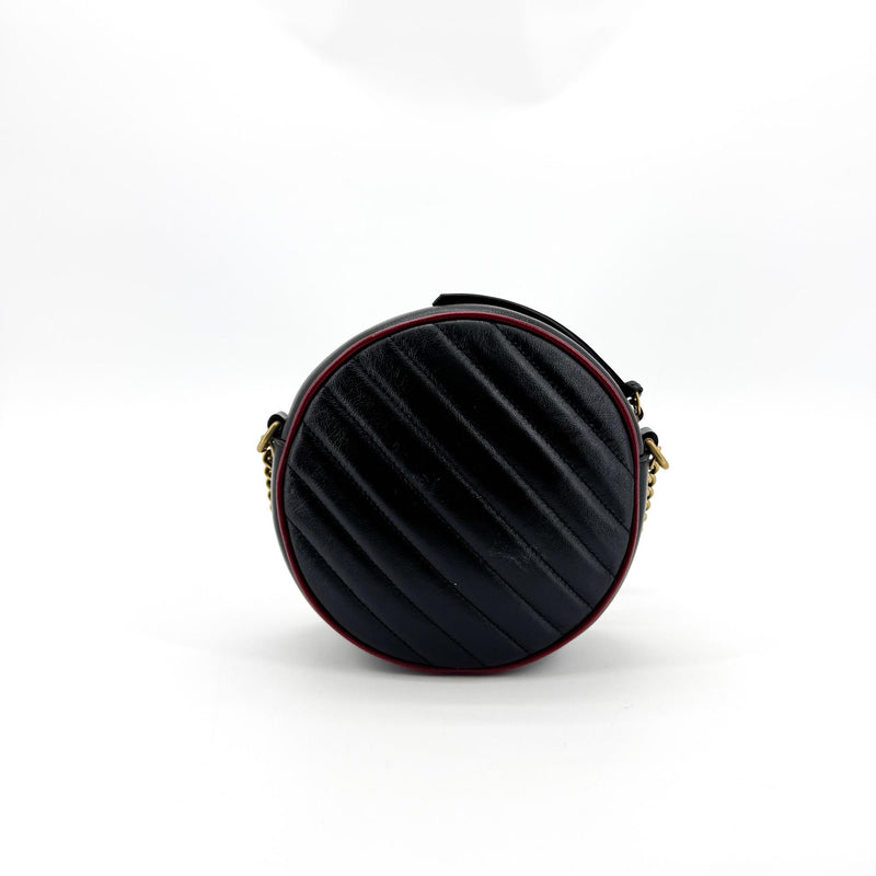 Gucci Gg Marmont Round Matelasse Leather Black Bag