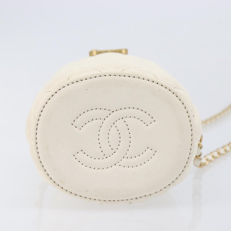 Chanel Crown Box Vanity Quilted Lambskin White Leather Bag