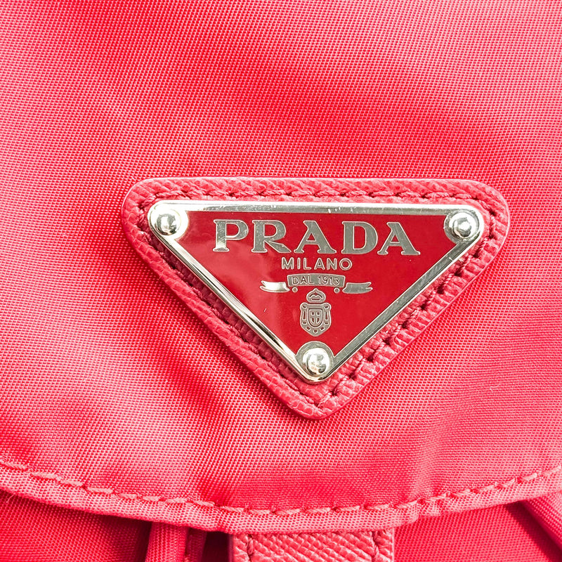 Prada Front Zip Drawstring Tessuto Red Nylon Bag