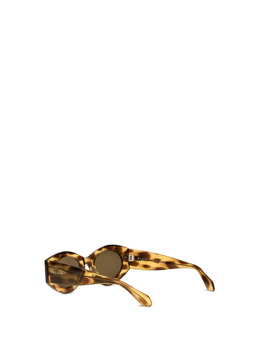 Alaïa Aa0080s006 Oval Acetate Sunglasses — Brown
