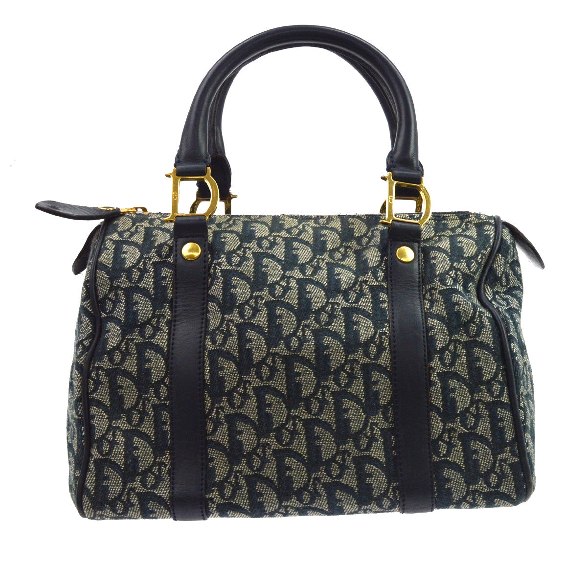 Christian Dior Vintage Trotter Boston Diorissimo Canvas Navy Bag