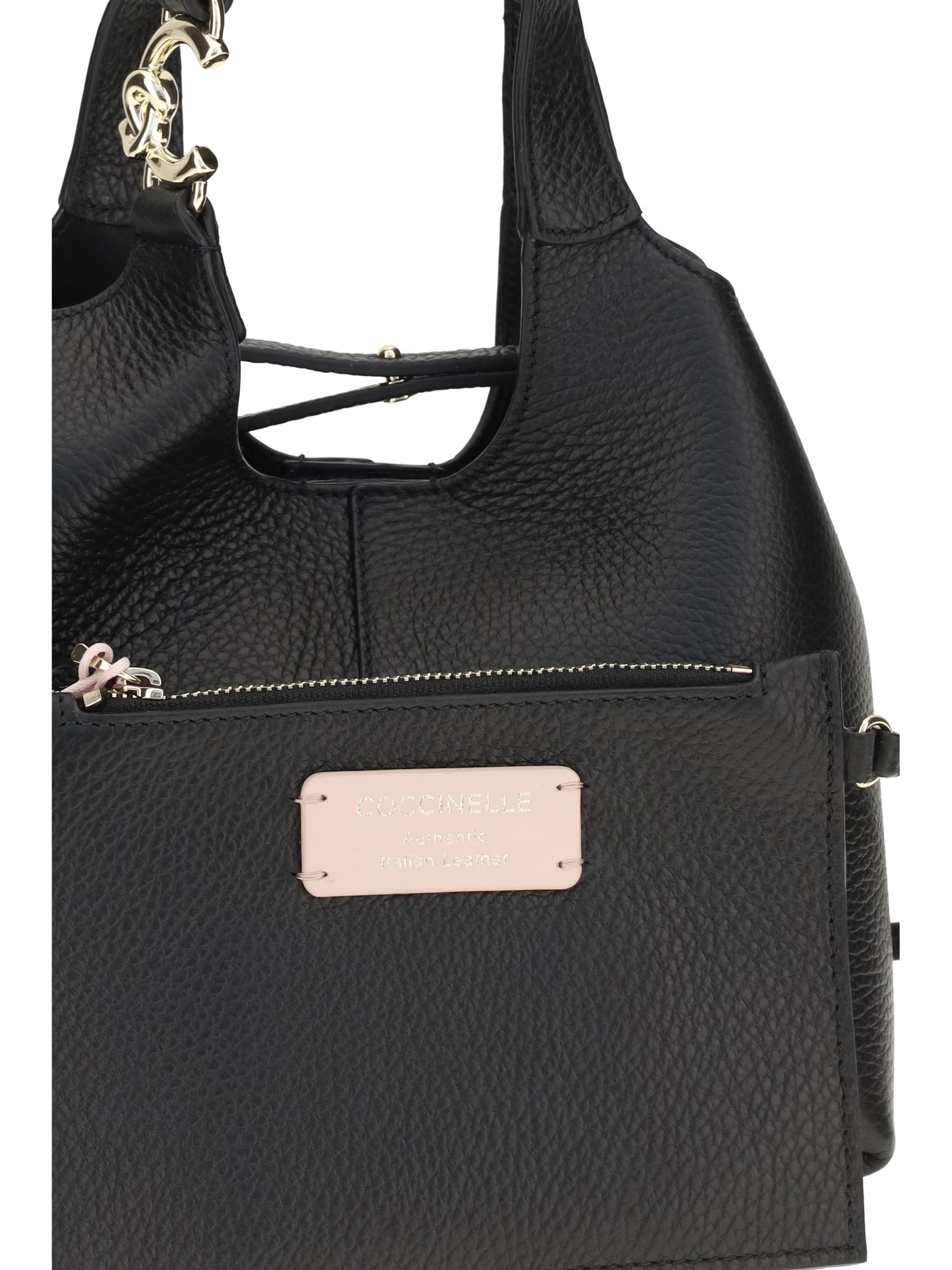 Coccinelle C-Easy Shoulder Bag — Black Calf Leather