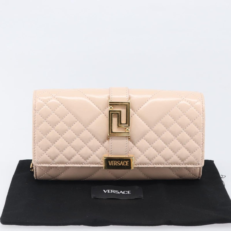 Versace Greca Goddess Convertible Clutch Leather Pink
