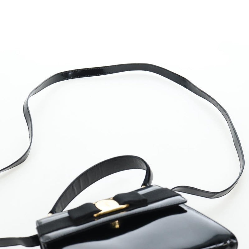 Salvatore Ferragamo Vala Patent Leather Black Patent_leather Bag