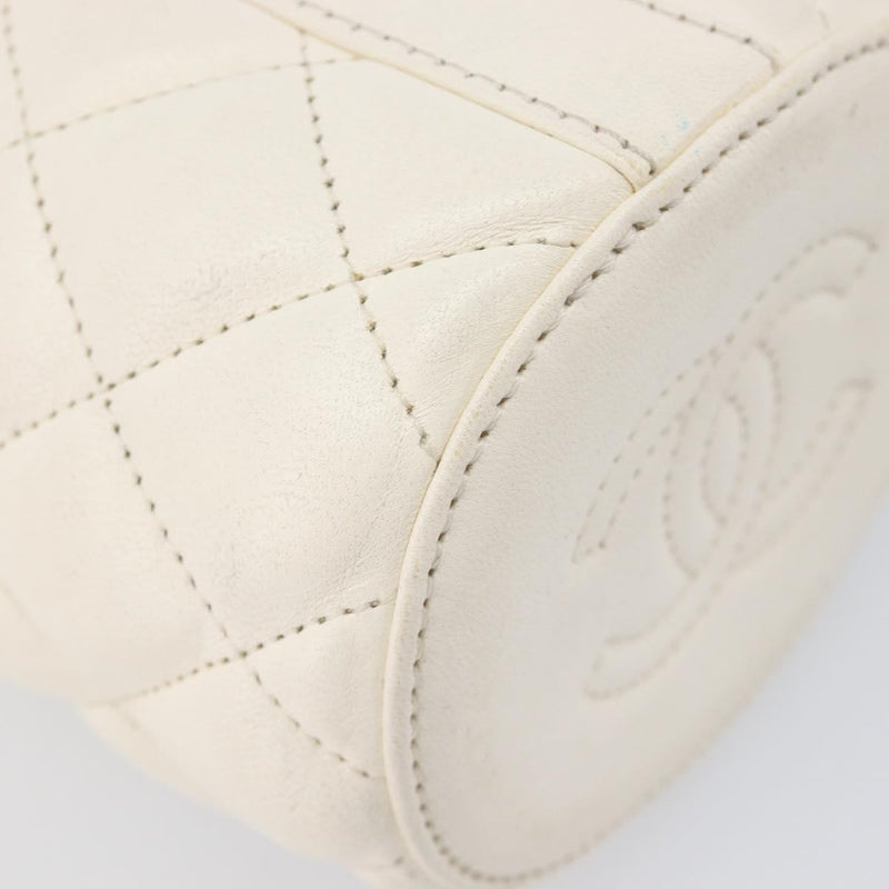 Chanel Crown Box Vanity Quilted Lambskin White Leather Bag