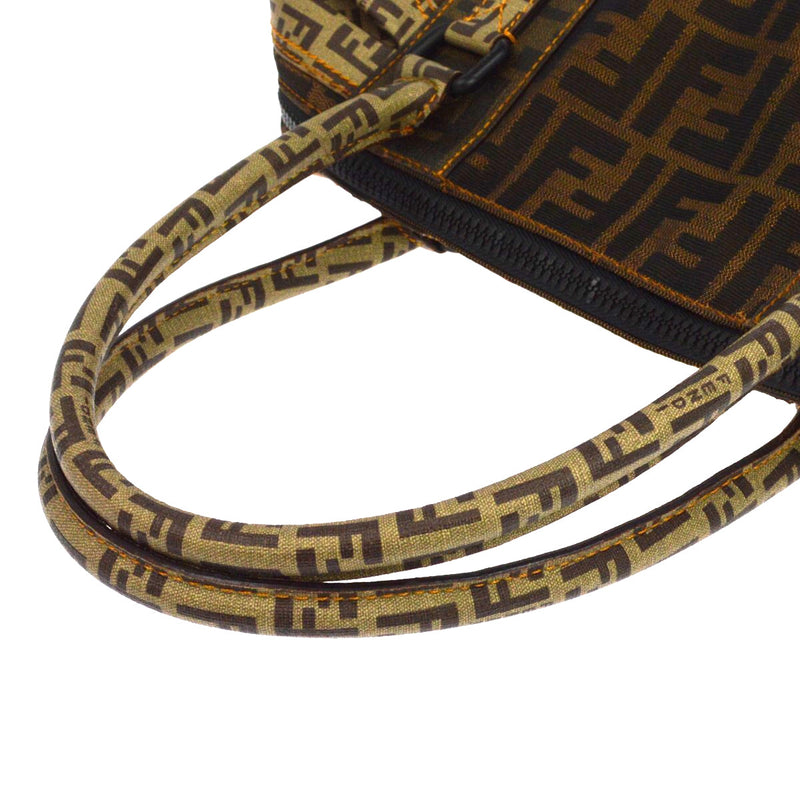 Fendi B Mix Zucca Mixed Media Brown Canvas Bag