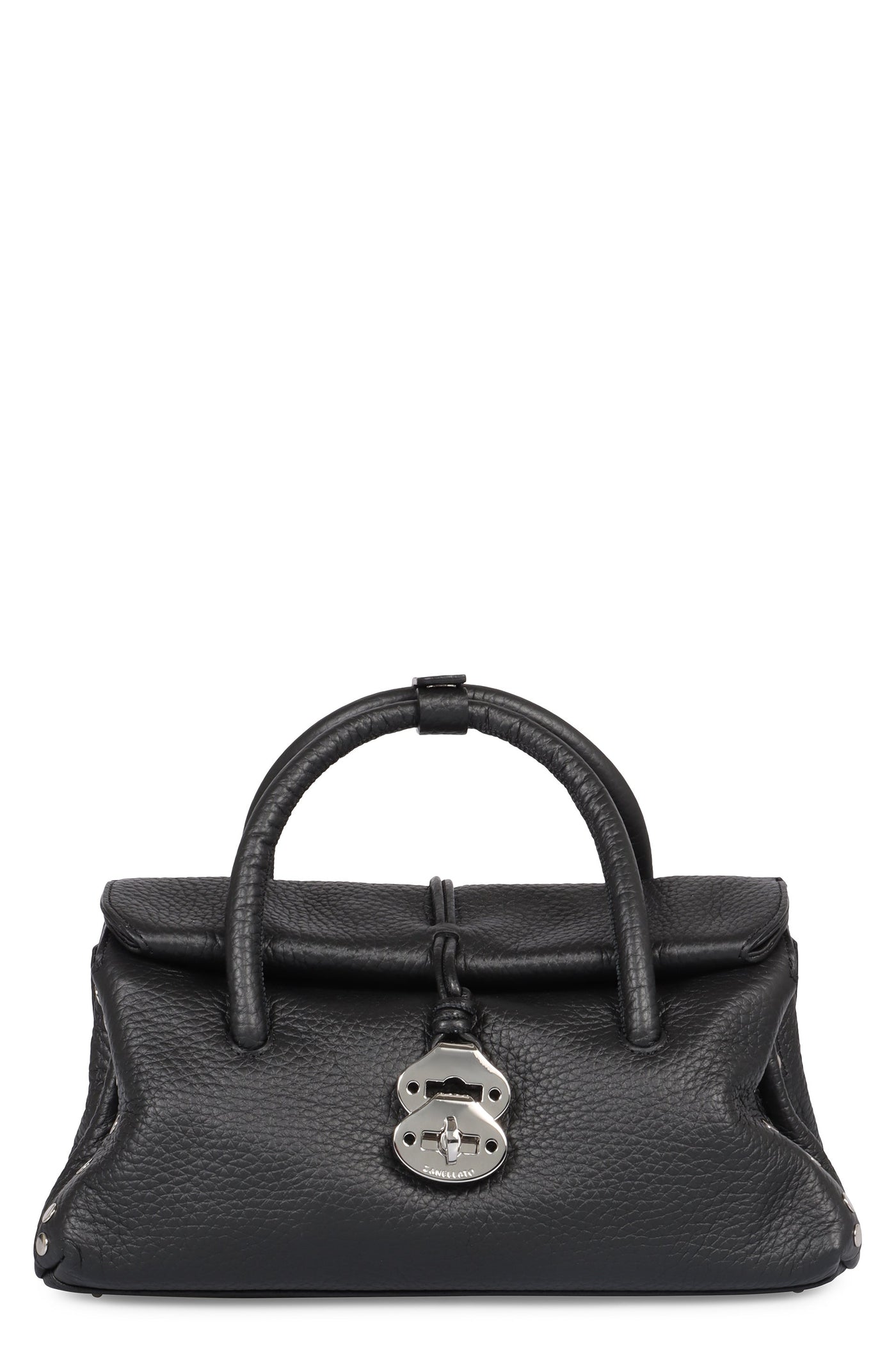 Zanellato Pebbled Leather Top Handle Bag — Black Cow Hide