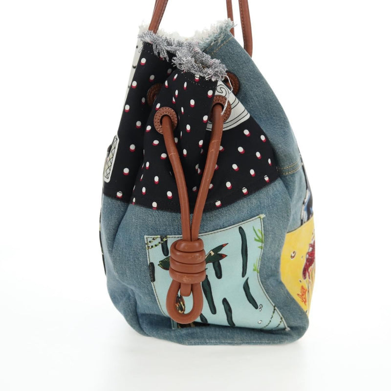 Loewe Paulas Ibiza Flamenco Knot Patchwork Denim And Leather Multicolour Denim_jeans Bag