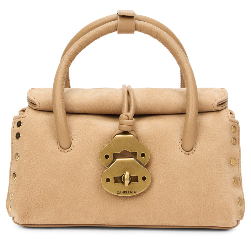 Zanellato Lambskin Leather Top Handle Bag — Beige