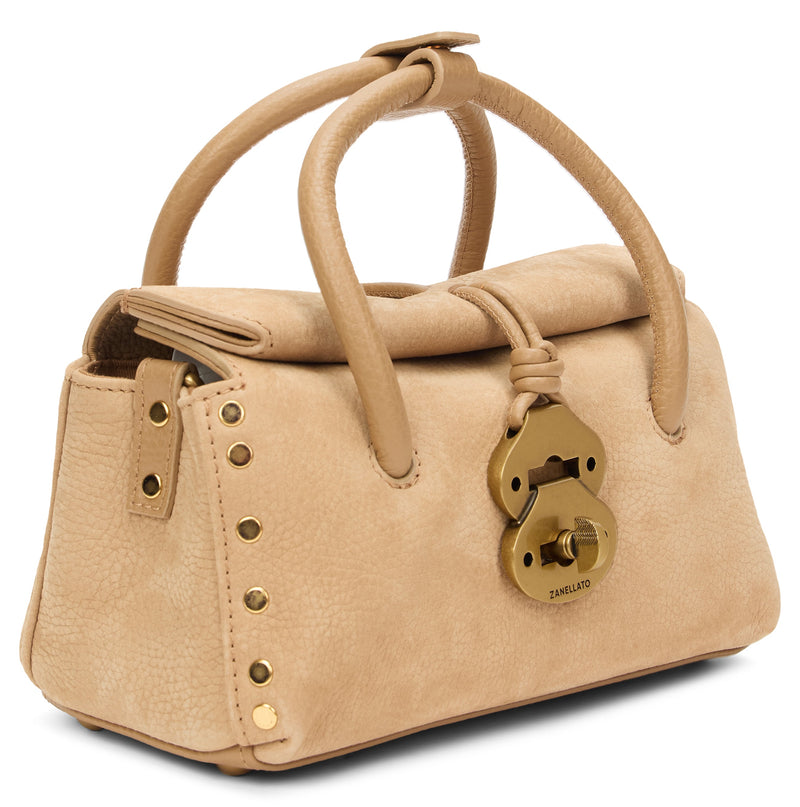 Zanellato Lambskin Leather Top Handle Bag — Beige