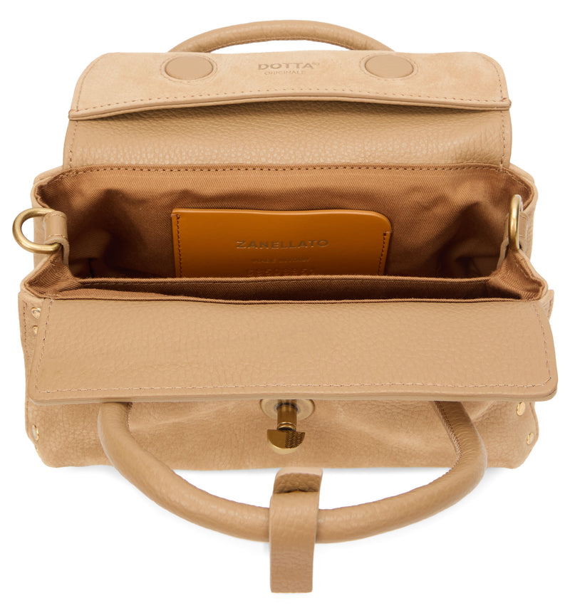Zanellato Lambskin Leather Top Handle Bag — Beige