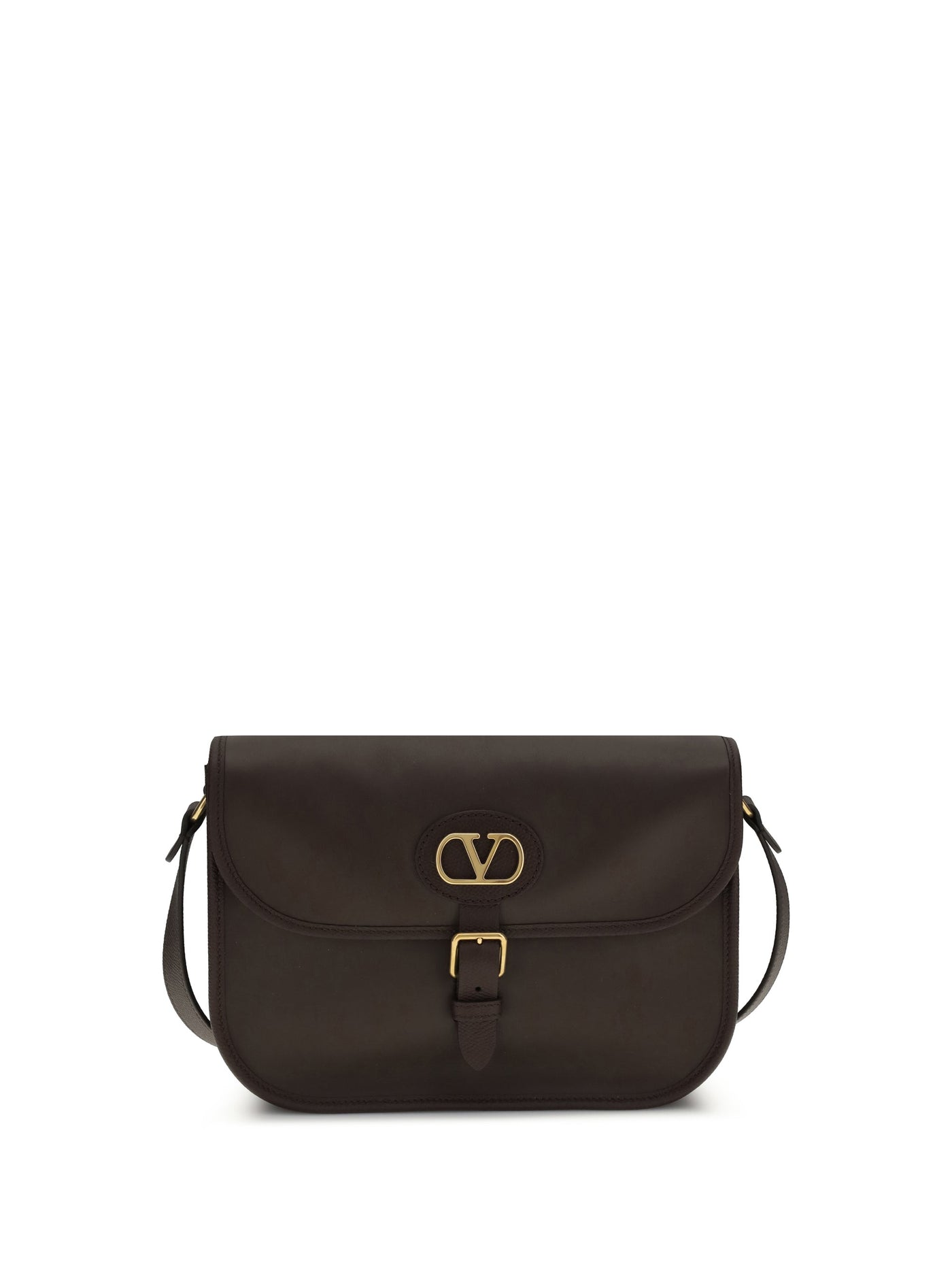 Valentino Garavani Antibes Shoulder Bag — Brown Calf Leather